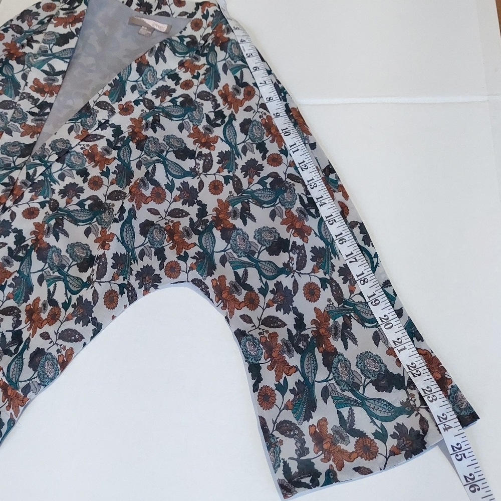 Womens Kimono Jacket Cardigan Medium Green Floral Blazer Light Chiffon Polyester - Picture 11 of 16